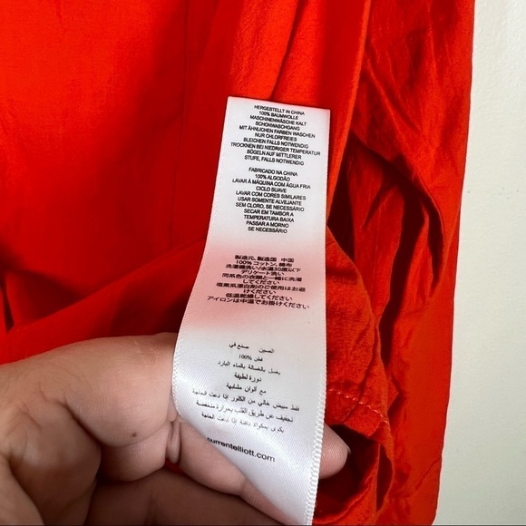 Current Elliot The Asley Button Up Ruffle Shirt Front Knot Size Medium Cotton - Picture 10 of 12